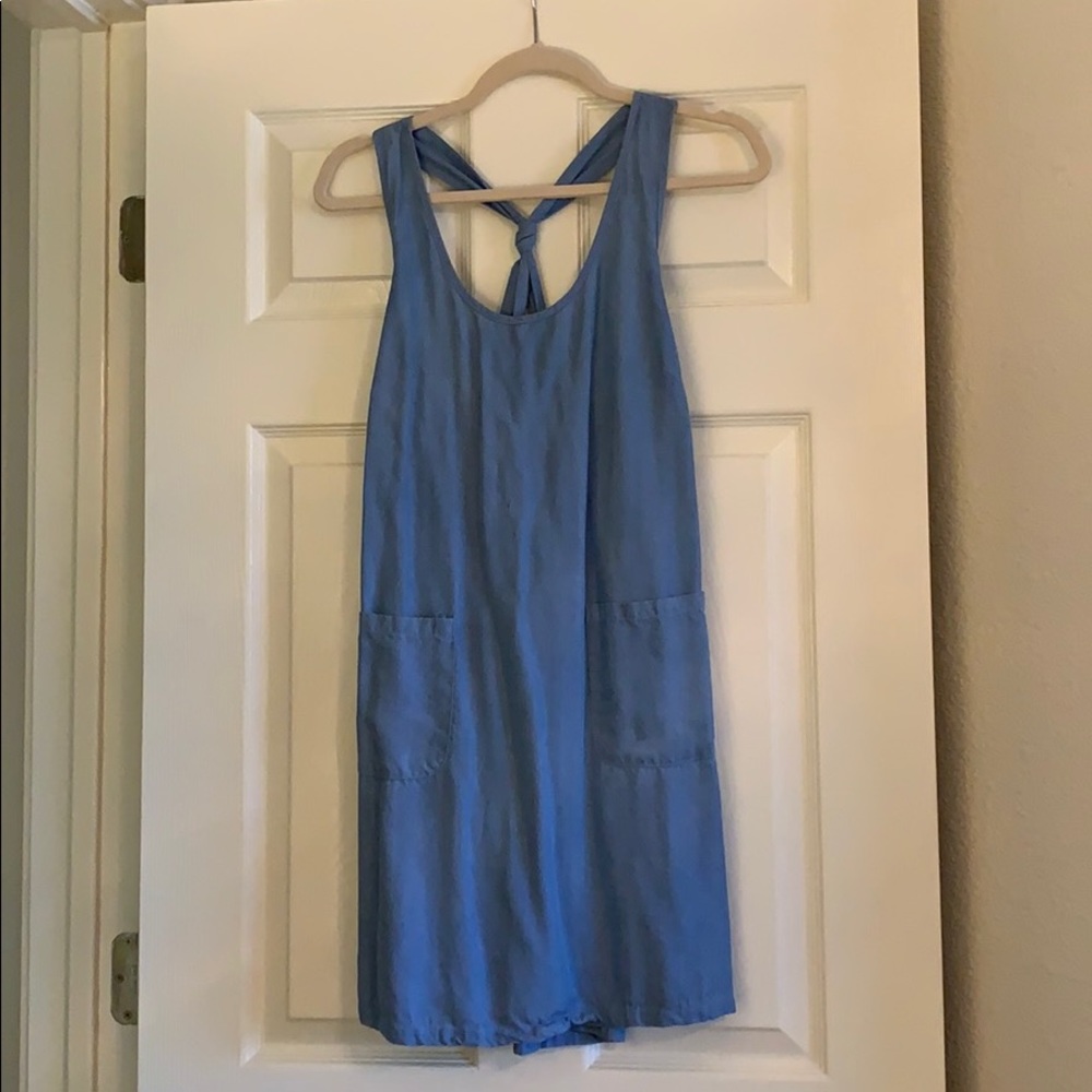 Soft denim racer back dress with pockets